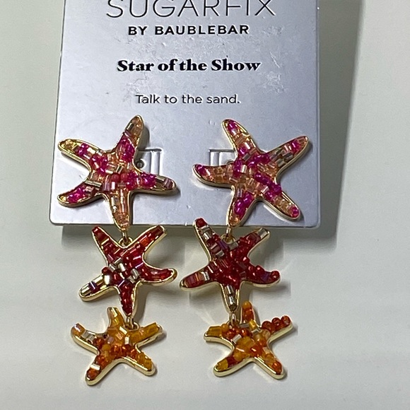 SugarFix by Baublebar Star of the Show Starfish Drop Dangle Sparkly Earrings NWT - Picture 4 of 5